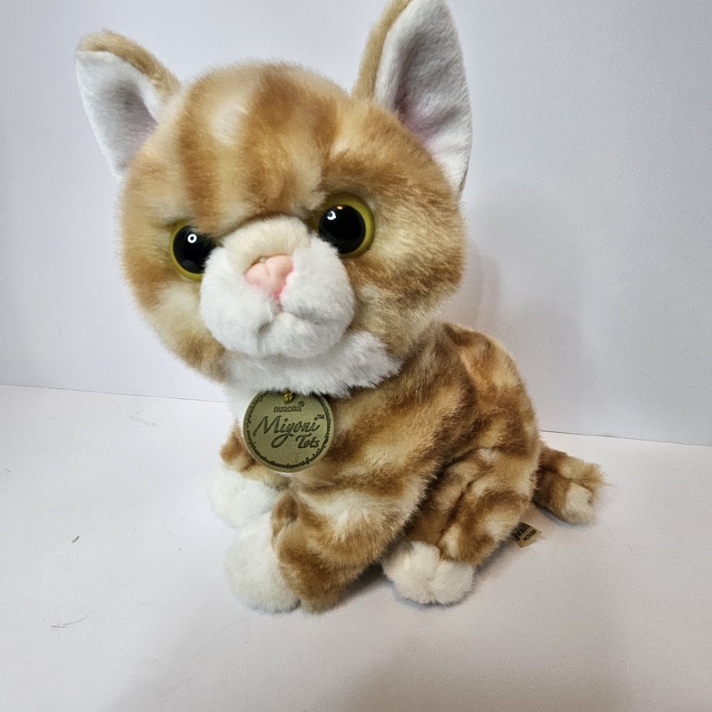 AURORA MIYONI TOTS Orange Tabby Kitten Plush Stuffed Animal Realistic Cat TAG 9"